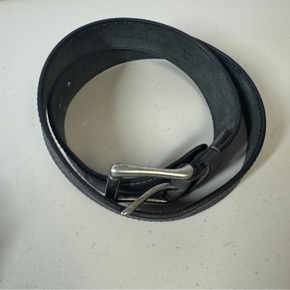 Modern Men's Rustic Genuine Black Leather Belt Size 34 - Picture 4 of 13